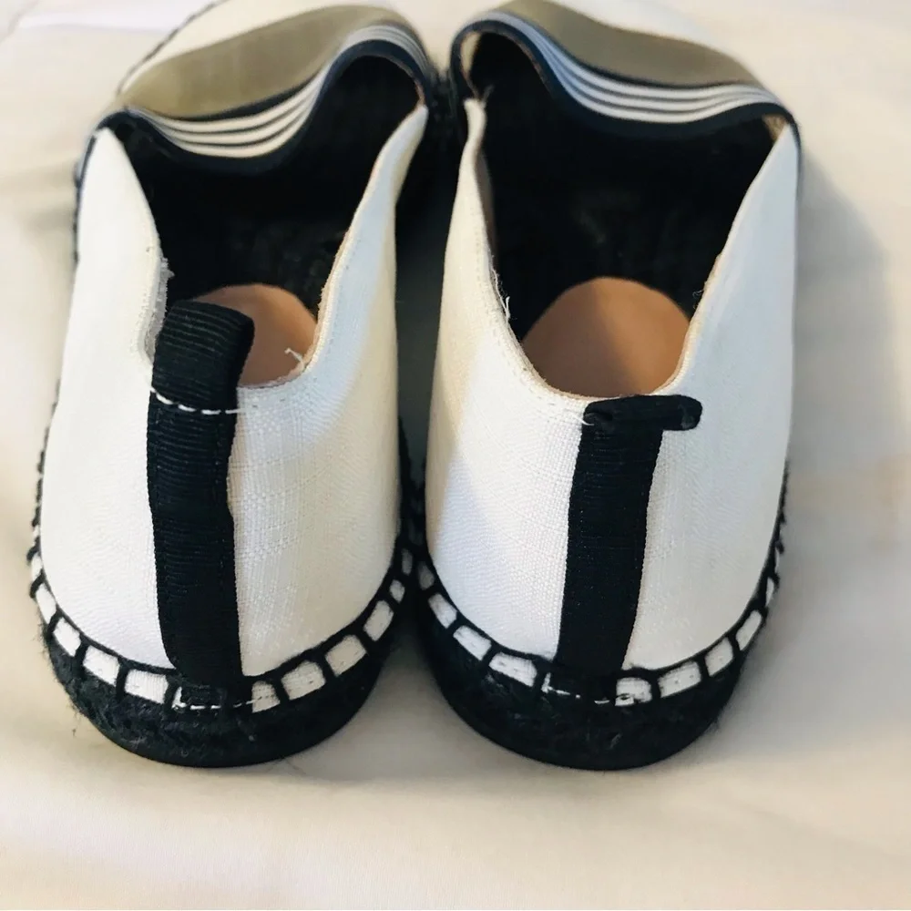 ZAC POSEN Vida Espadrille White Black Womens Woven Slip On Shoes Size 7